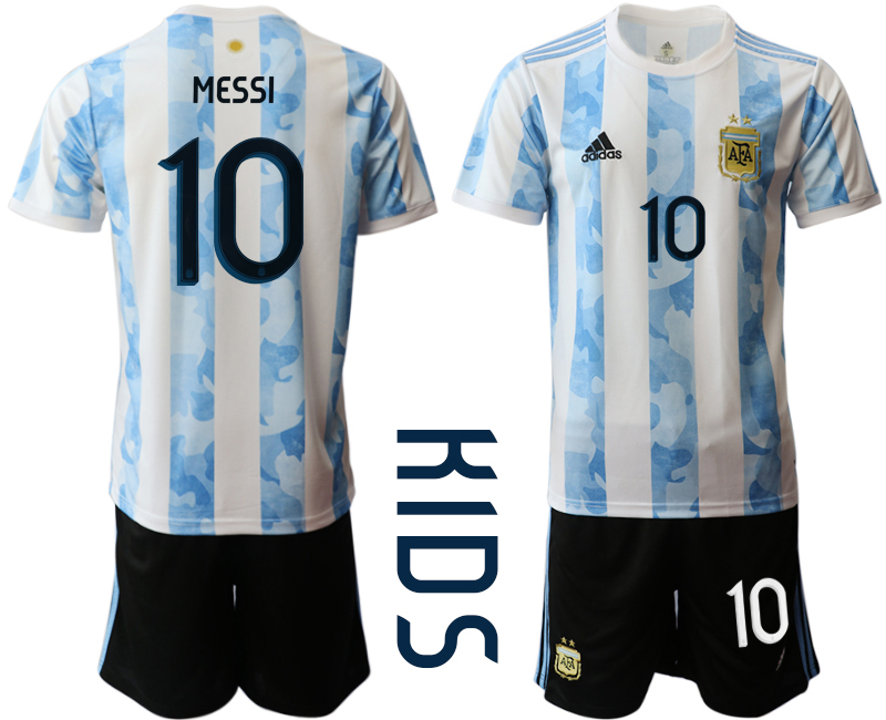 Youth 2020-2021 Season National team Argentina home white #10 Soccer Jersey1->customized soccer jersey->Custom Jersey